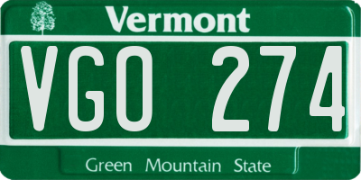 VT license plate VGO274