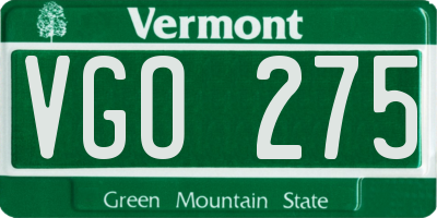 VT license plate VGO275