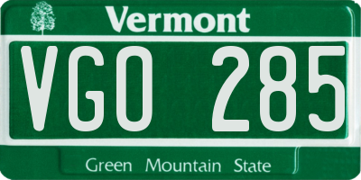 VT license plate VGO285