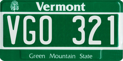 VT license plate VGO321