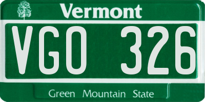 VT license plate VGO326