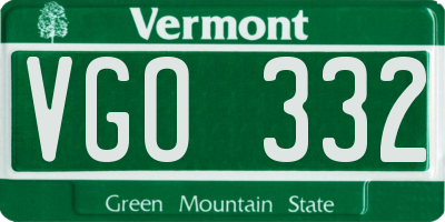 VT license plate VGO332