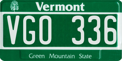 VT license plate VGO336