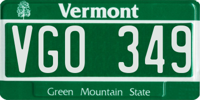VT license plate VGO349
