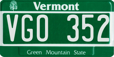 VT license plate VGO352