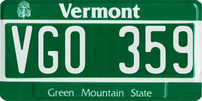 VT license plate VGO359