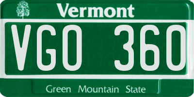 VT license plate VGO360