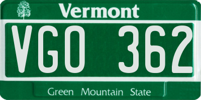 VT license plate VGO362