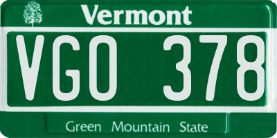 VT license plate VGO378