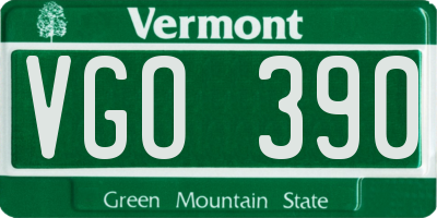 VT license plate VGO390