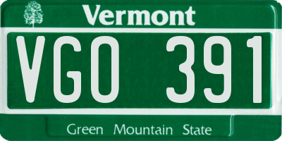 VT license plate VGO391