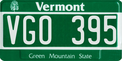 VT license plate VGO395