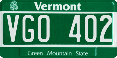 VT license plate VGO402