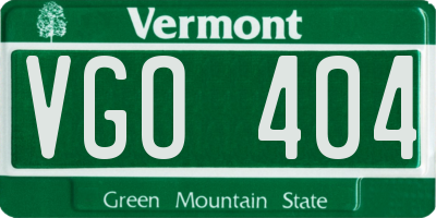 VT license plate VGO404