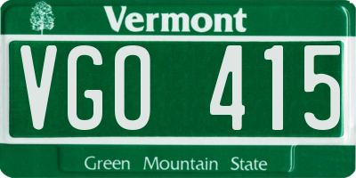 VT license plate VGO415