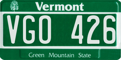 VT license plate VGO426