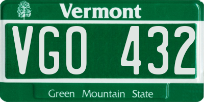 VT license plate VGO432
