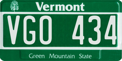 VT license plate VGO434