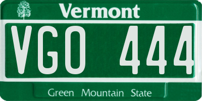 VT license plate VGO444