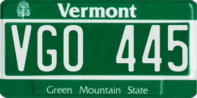 VT license plate VGO445