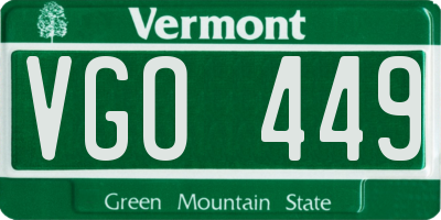 VT license plate VGO449