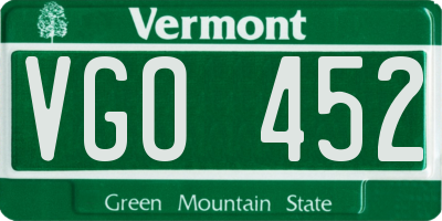 VT license plate VGO452