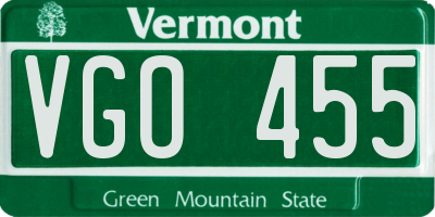 VT license plate VGO455