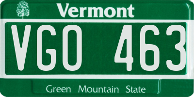 VT license plate VGO463