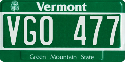 VT license plate VGO477
