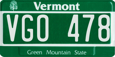 VT license plate VGO478