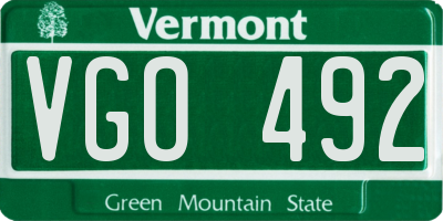 VT license plate VGO492