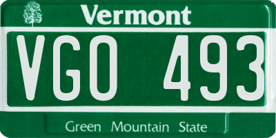 VT license plate VGO493