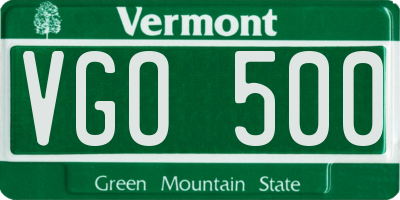 VT license plate VGO500