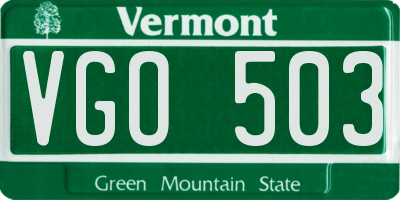 VT license plate VGO503