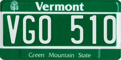 VT license plate VGO510