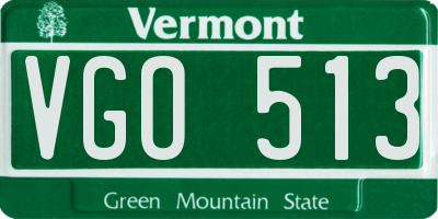 VT license plate VGO513