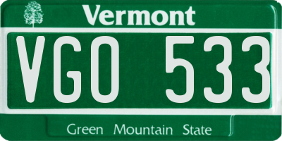 VT license plate VGO533