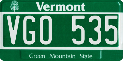 VT license plate VGO535