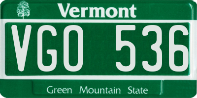 VT license plate VGO536
