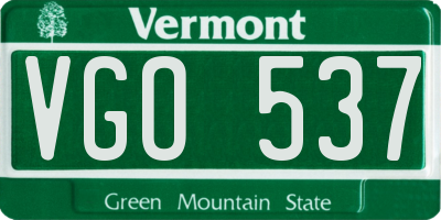 VT license plate VGO537
