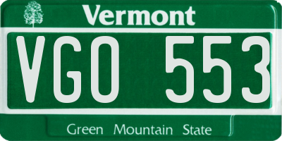 VT license plate VGO553