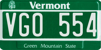 VT license plate VGO554