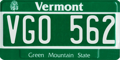 VT license plate VGO562