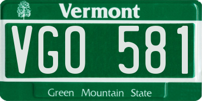 VT license plate VGO581