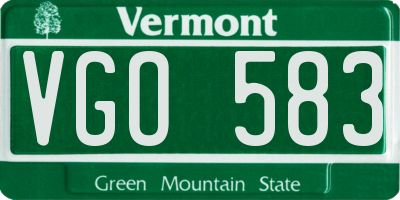VT license plate VGO583