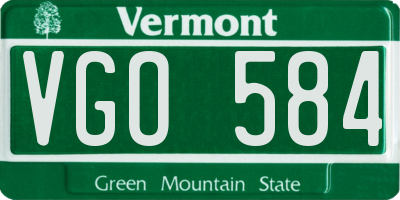 VT license plate VGO584