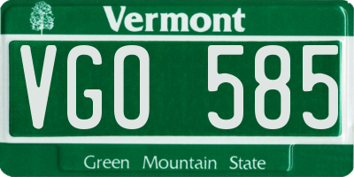 VT license plate VGO585