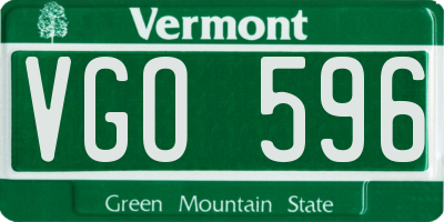 VT license plate VGO596