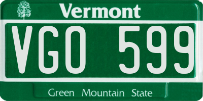 VT license plate VGO599