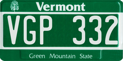VT license plate VGP332